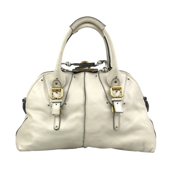 Chloe Handbags - Chloe White Leather Paddington Bag Gold Accents Vintage Authentic Half Dome